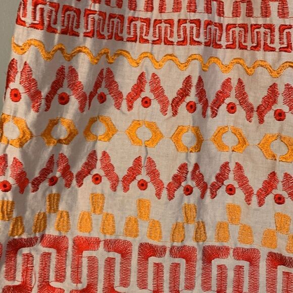 Peter Nygard linen cotton knee length skirt fall colored embroidery size 16 - Picture 2 of 8